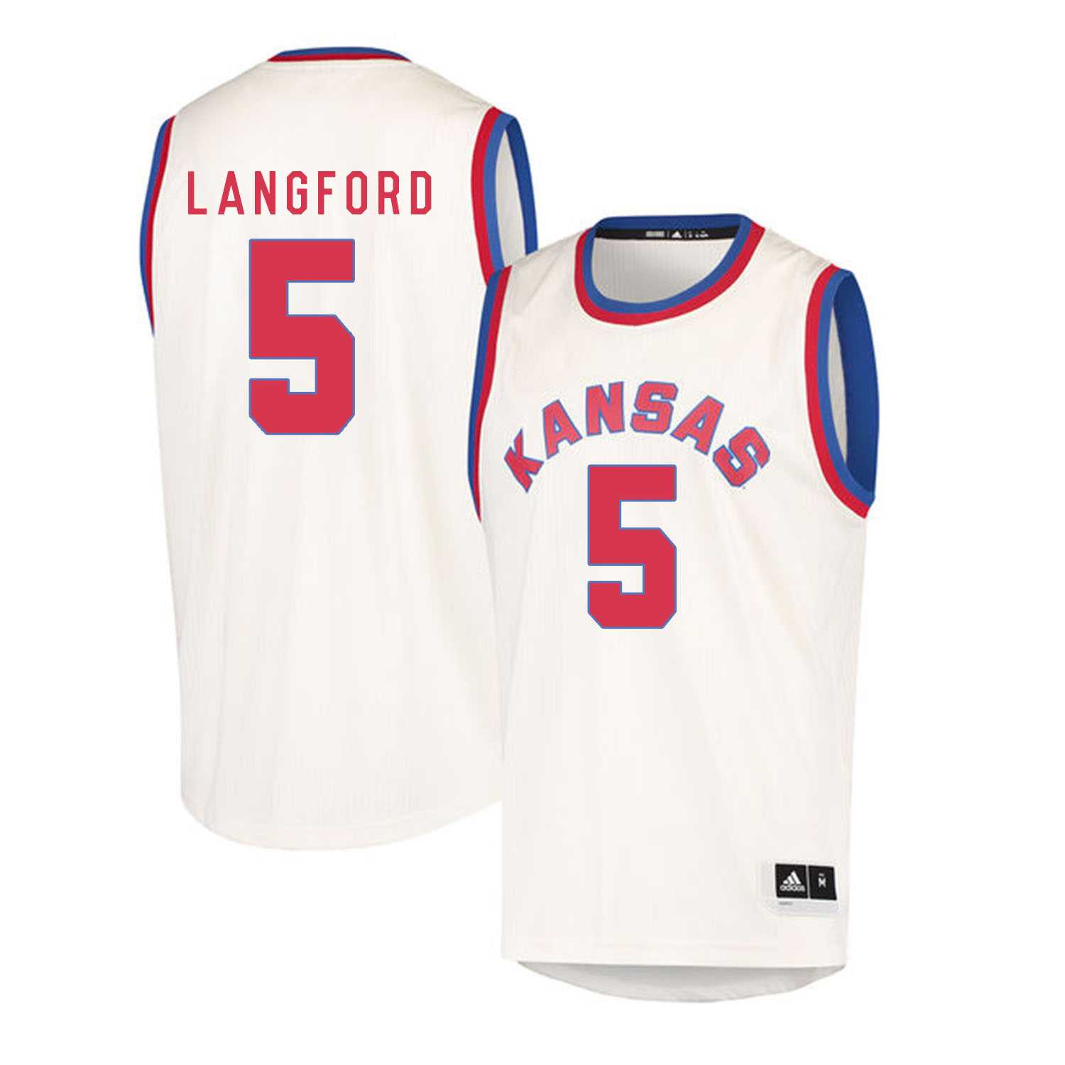 Kansas Jayhawks 5 Keith Langford Cream Throwback College Basketball Jersey Dzhi